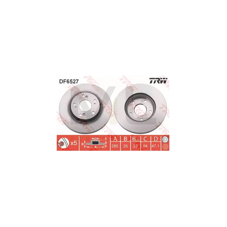 TRW DF6527 Brake Disc for HONDA CIVIC Vented, Painted | ML Performance Car Parts