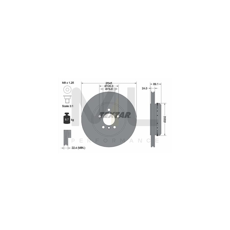 TEXTAR PRO+ 92253925 Brake Disc Internally Vented, Two-piece brake disc, Coated, High-carbon, with bolts/screws, without wheel hub, without wheel studs | ML Performance Car Parts