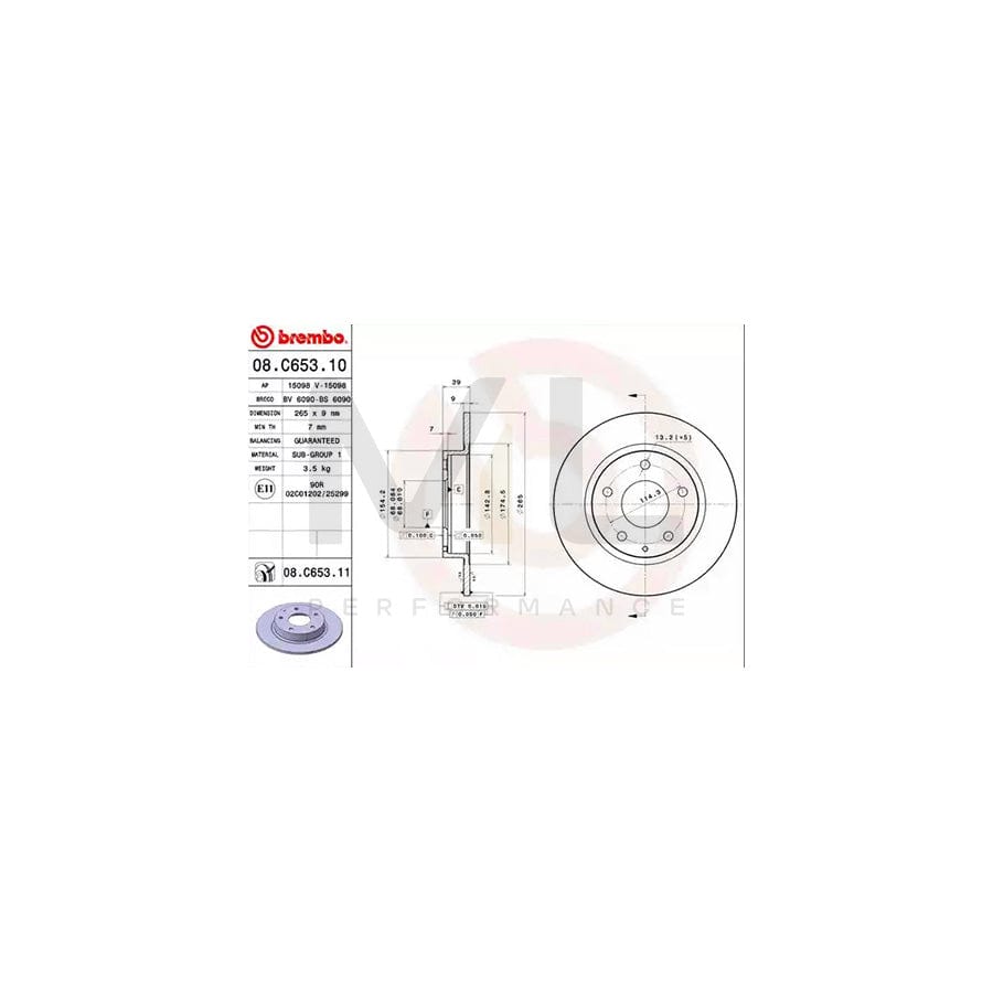 BREMBO COATED DISC LINE 08.C653.11 Brake Disc Solid, Coated | ML Performance Car Parts