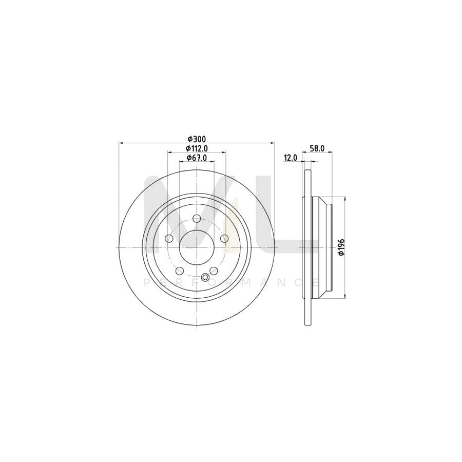 HELLA PRO 8DD 355 122-441 Brake Disc Solid, Coated, without wheel hub, without wheel studs | ML Performance Car Parts