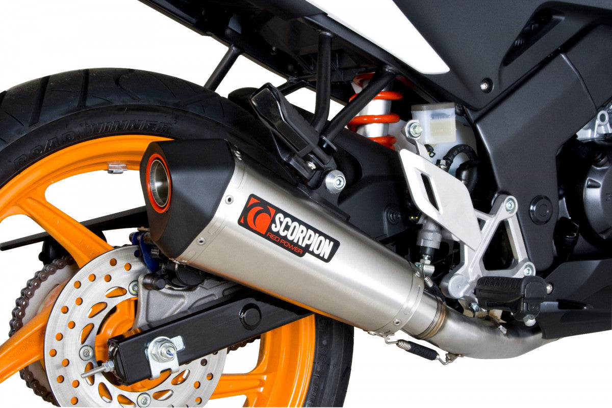 Scorpion RHA151SEO Honda CBR125 R Serket Taper Full System - Brushed Stainless Steel Sleeve | ML Performance UK UK