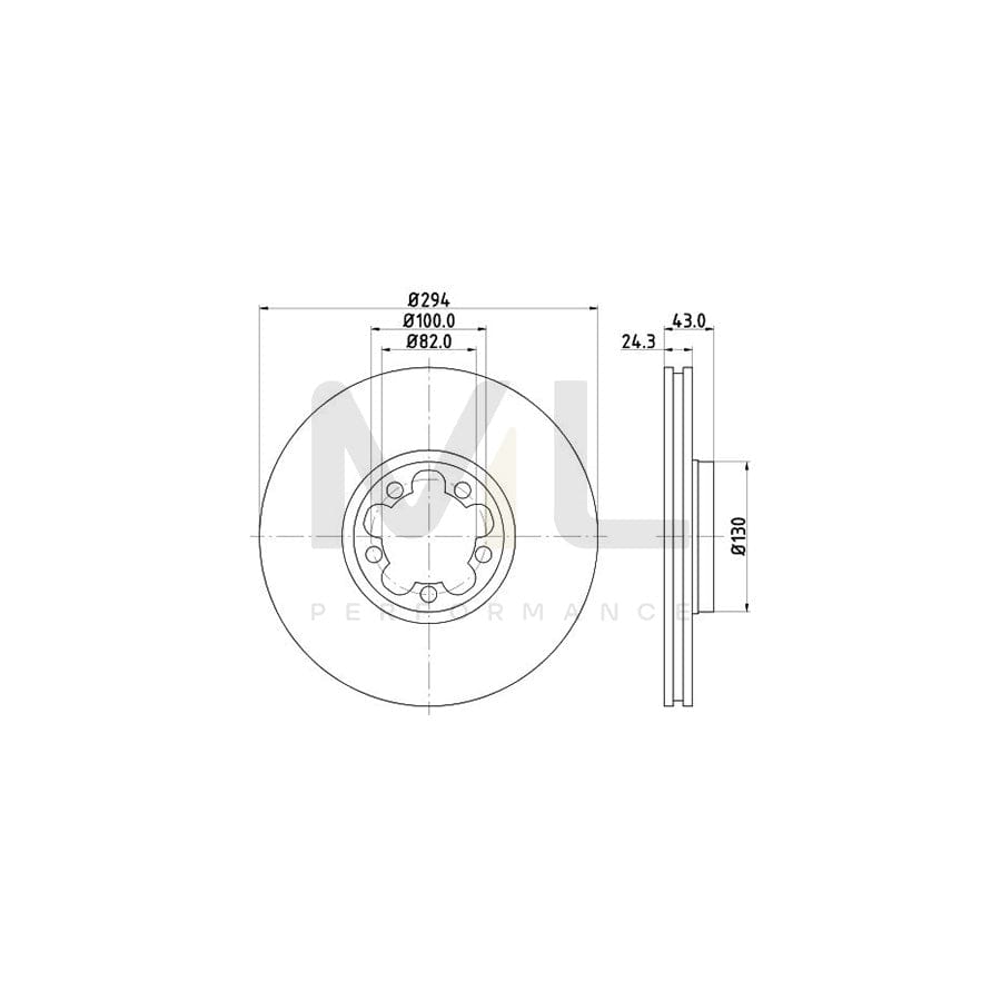 HELLA PRO 8DD 355 107-311 Brake Disc for FORD TRANSIT Internally Vented, Coated, without wheel hub, without wheel studs | ML Performance Car Parts