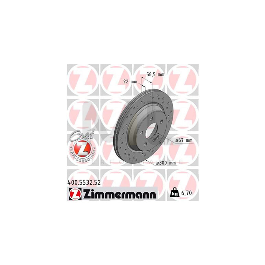 ZIMMERMANN SPORT COAT Z 400.5532.52 Brake Disc Internally Vented, Perforated, Coated | ML Performance Car Parts