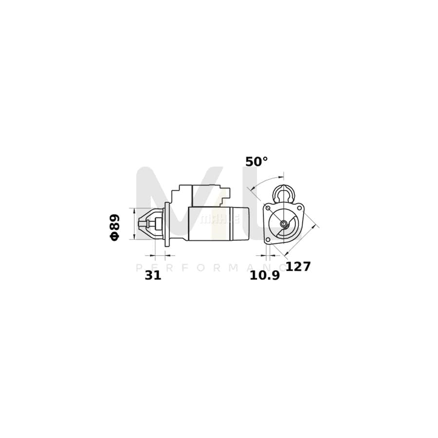 MAHLE ORIGINAL MS 381 Starter motor 12V 1,1kW, Teeth Quant.: 9 | ML Performance Car Parts