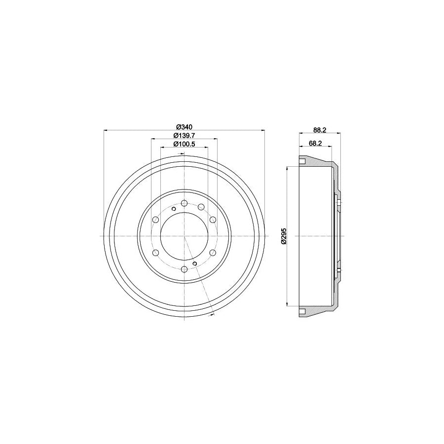 Hella 8DT 355 302-621 Brake Drum