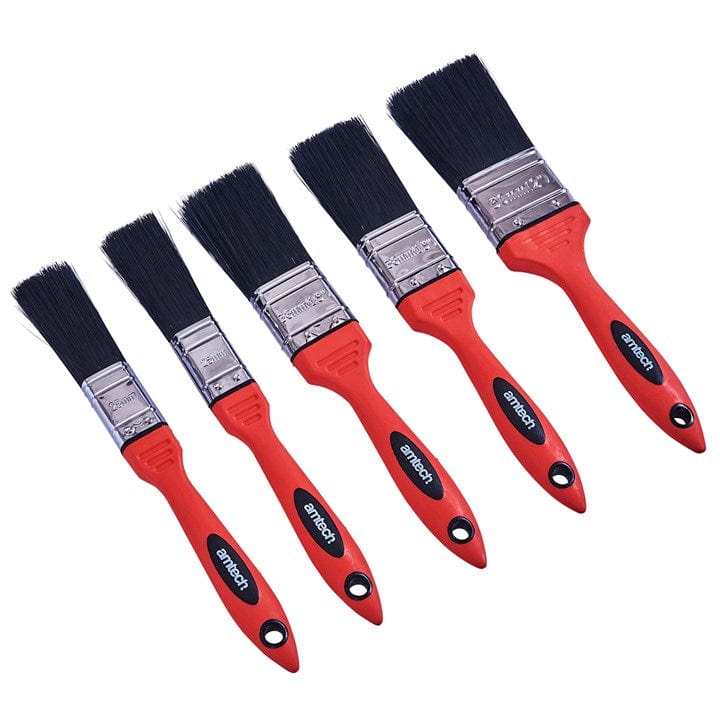 Amtech 5pcs. No Bristle Loss Paint Brush Set - Soft Handle | ML Performance DIY & Power Tools