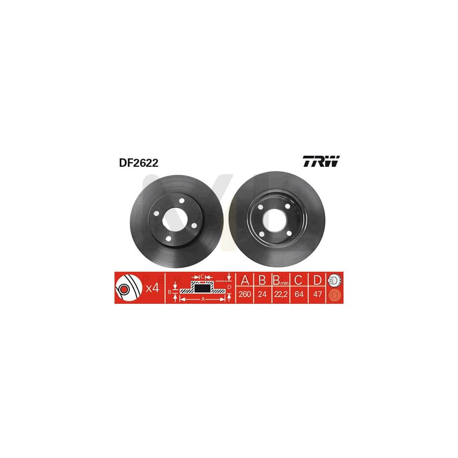 TRW DF2622 Brake Disc Vented, Painted | ML Performance Car Parts