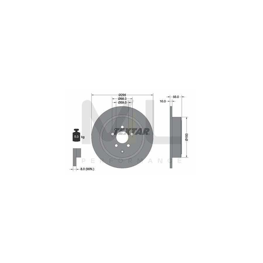 TEXTAR 92074100 Brake Disc Solid, without wheel hub, without wheel studs | ML Performance Car Parts