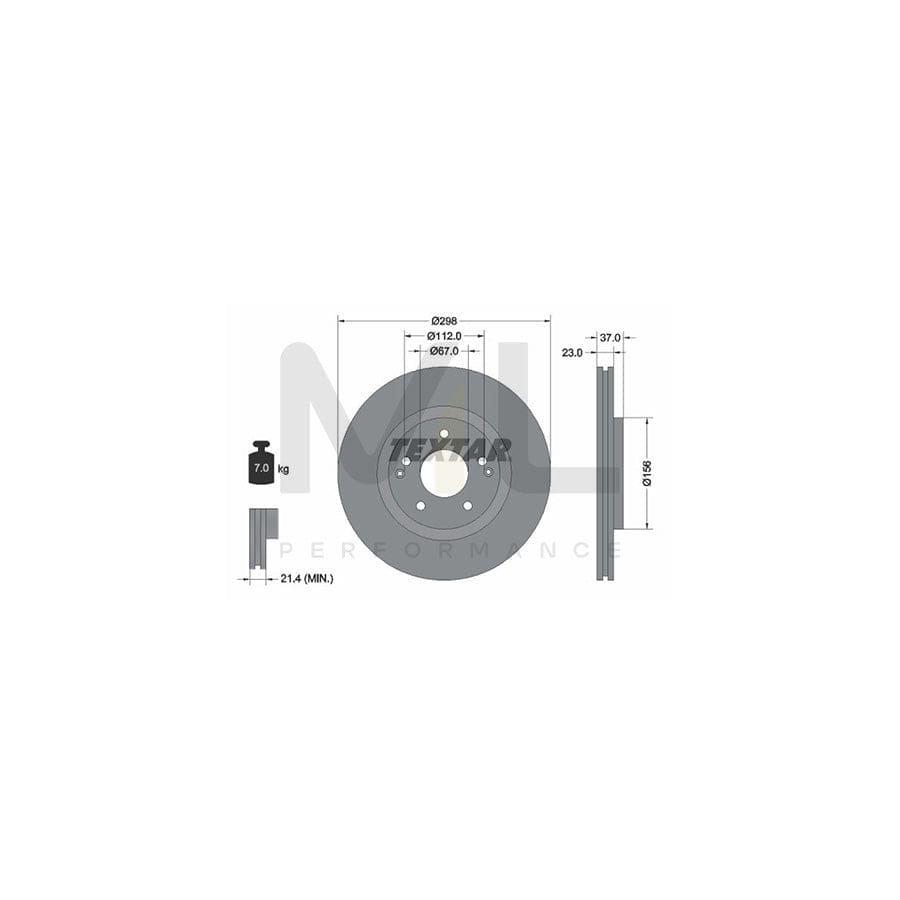 TEXTAR 92324903 Brake Disc Internally Vented, Coated, without wheel hub, without wheel studs | ML Performance Car Parts