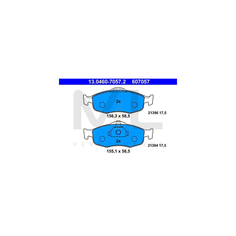 ATE 13.0460-7057.2 Brake pad set excl. wear warning contact, not prepared for wear indicator | ML Performance Car Parts