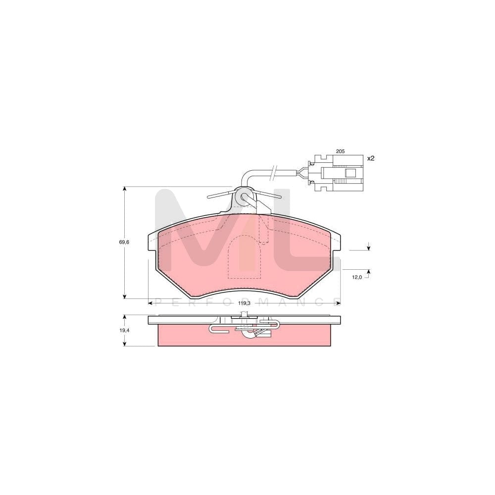 TRW Gdb1057 Brake Pad Set Incl. Wear Warning Contact, With Brake Caliper Screws, With Accessories | ML Performance Car Parts