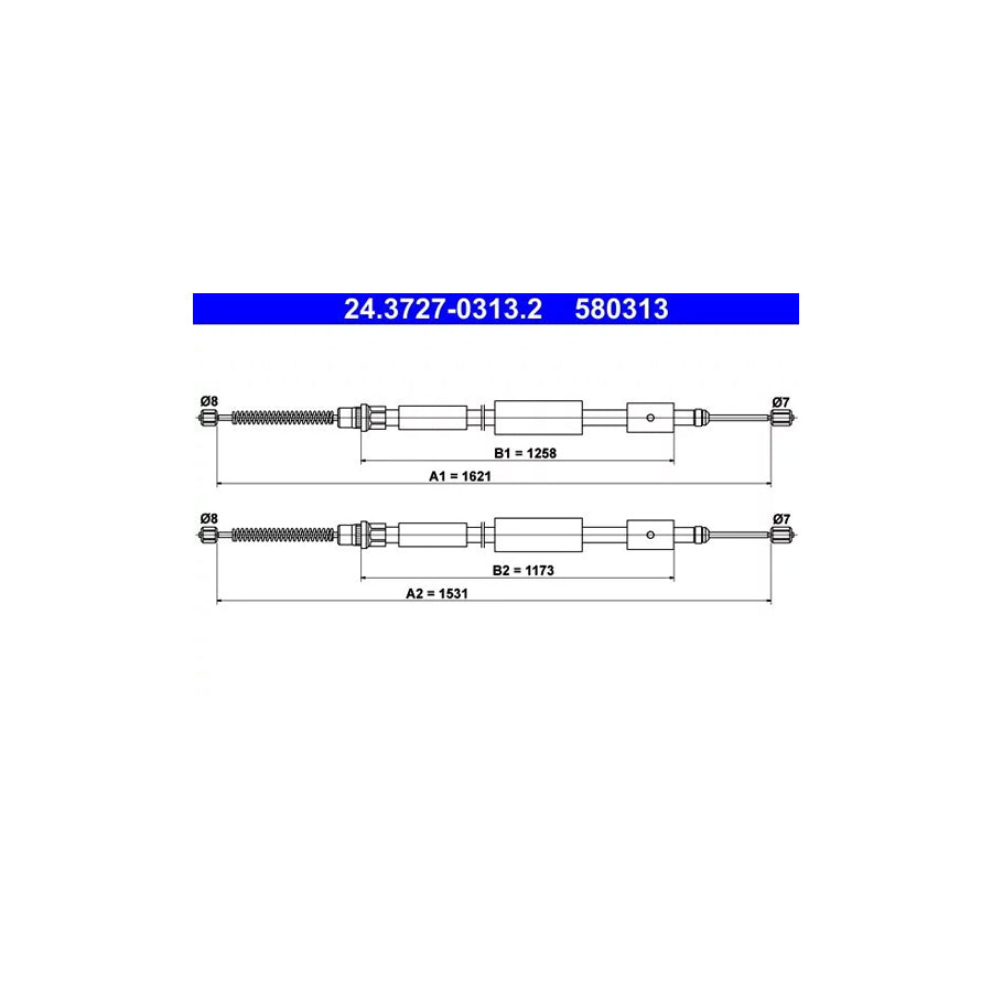 ATE 24.3727-0313.2 Hand Brake Cable For Citroen Zx EstATE (N2)