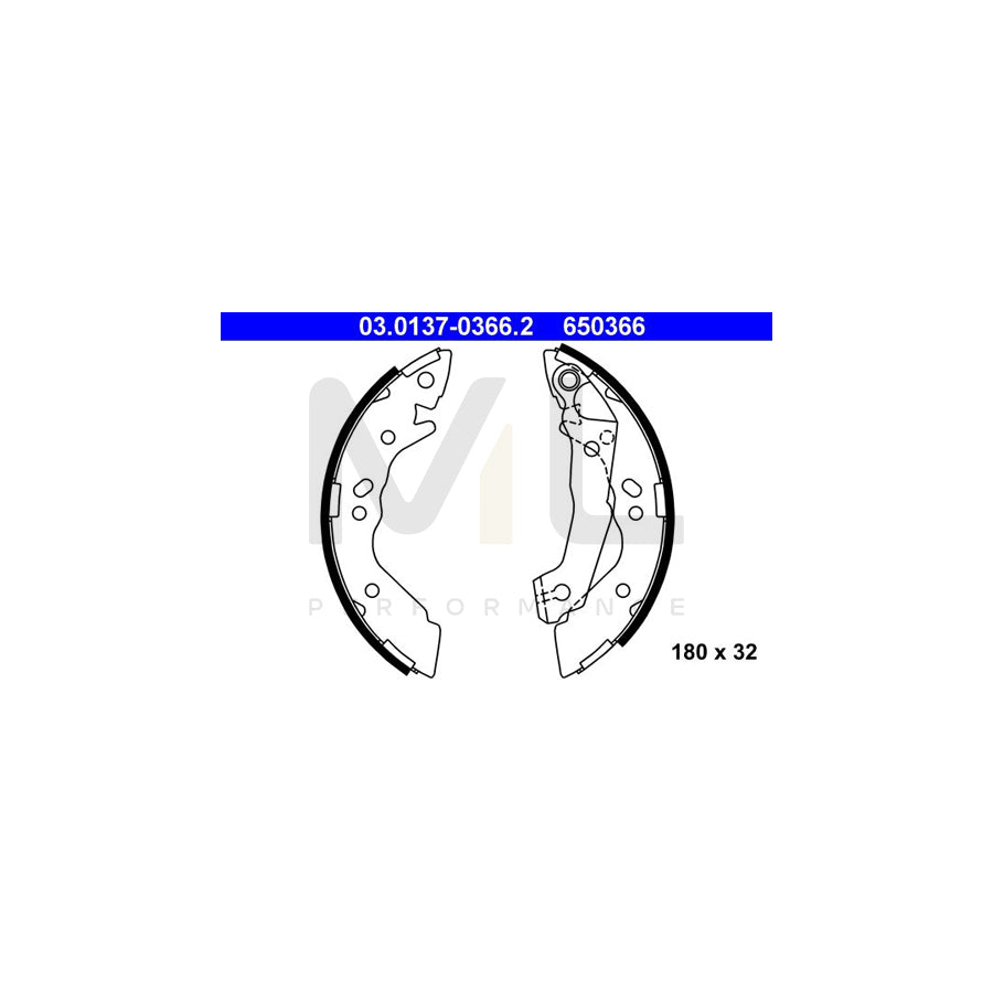 ATE 03.0137-0366.2 Brake Shoe Set for HYUNDAI PONY with lever | ML Performance Car Parts