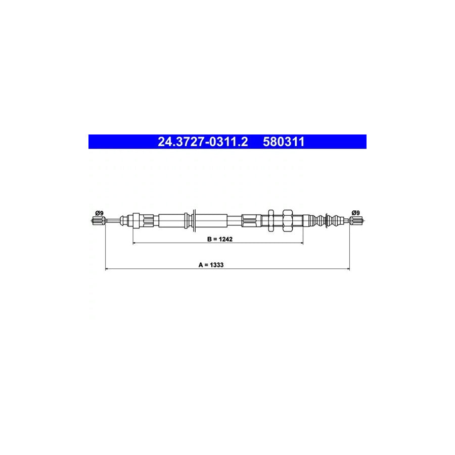 ATE 24.3727-0311.2 Hand Brake Cable For Citroen Xantia