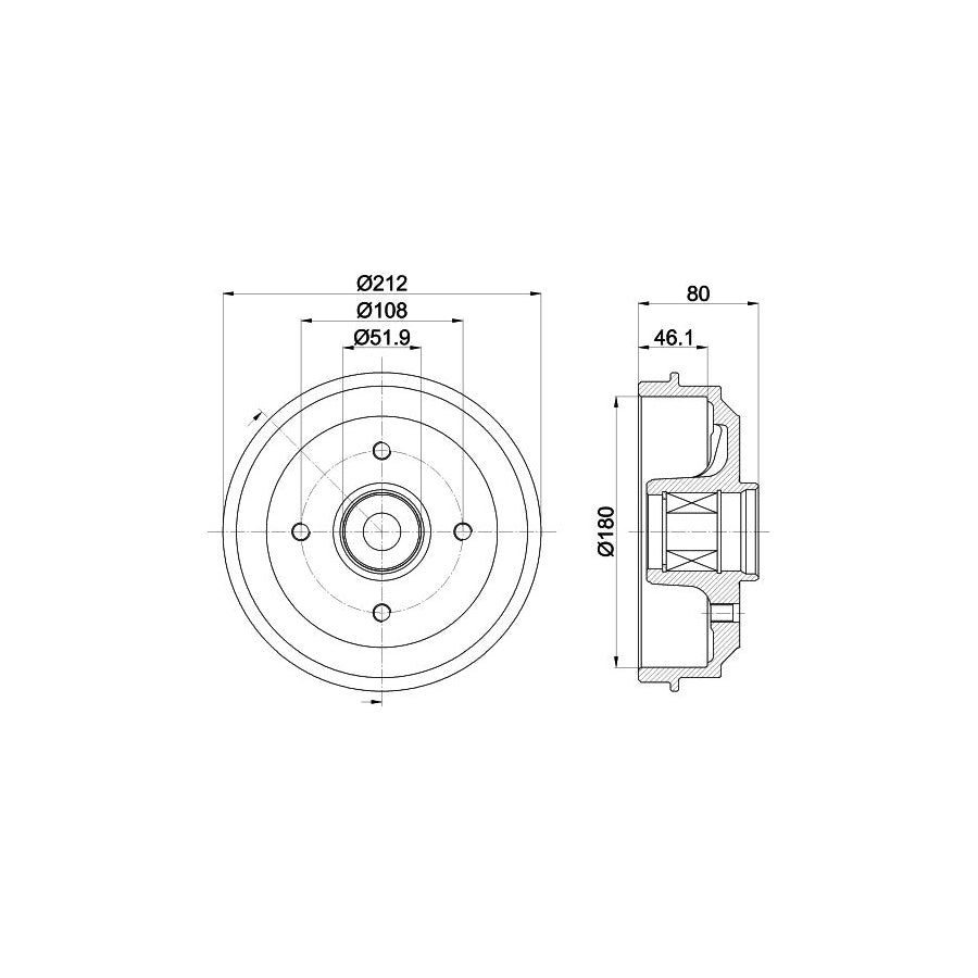 Hella 8DT 355 302-811 Brake Drum