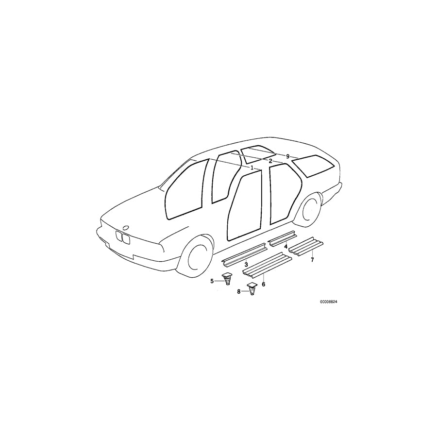 Genuine BMW 51728120891 E34 Edge Protection Left SCHIEFER (Inc. 525tds, 520i & 525td) | ML Performance UK Car Parts