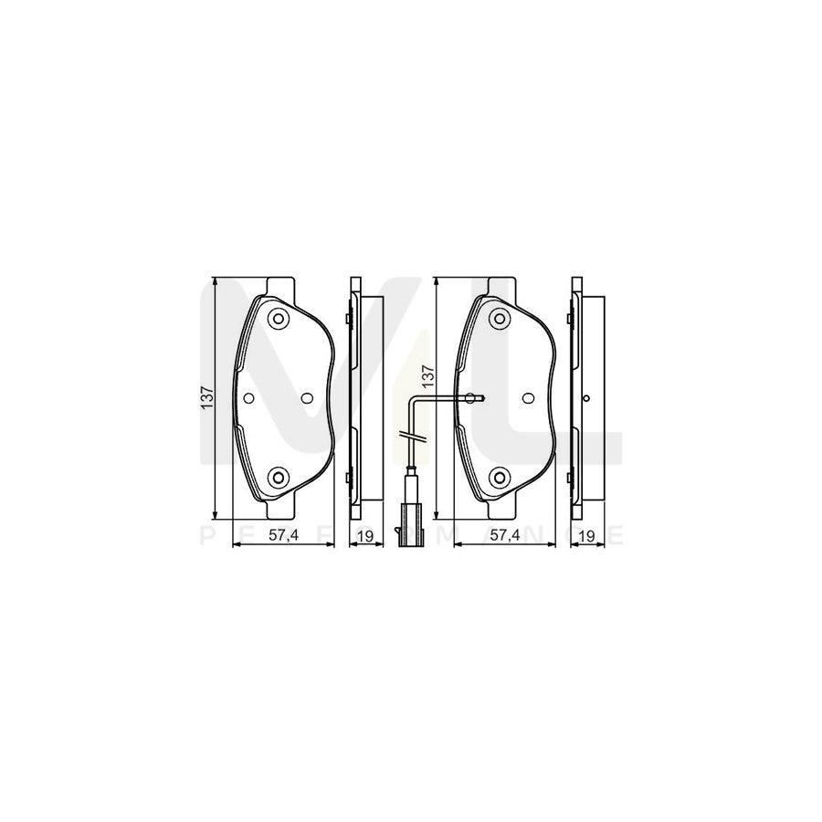 Bosch 0986495086 Brake Pad Set Incl. Wear Warning Contact, With Anti-Squeak Plate, With Mounting Manual BP1512 | ML Performance Car Parts