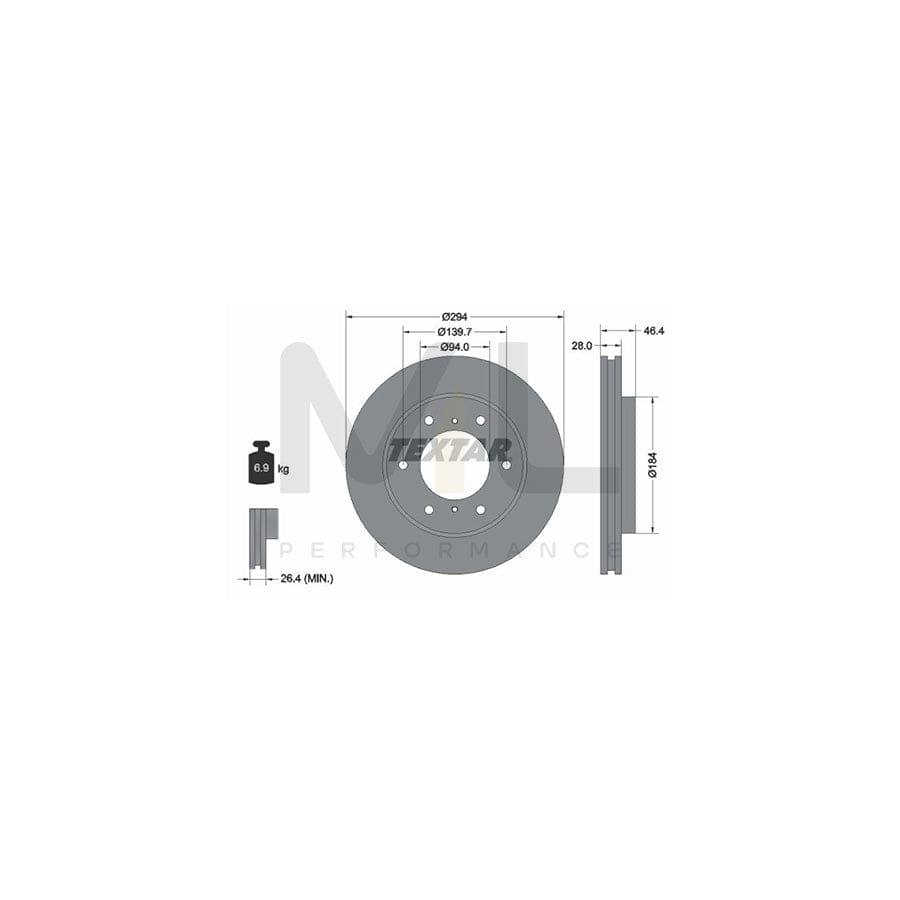 TEXTAR PRO 92180203 Brake Disc Internally Vented, Coated, without wheel hub, without wheel studs | ML Performance Car Parts