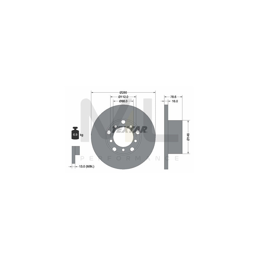 TEXTAR 93012400 Brake Disc Solid, without wheel hub, without wheel studs | ML Performance Car Parts