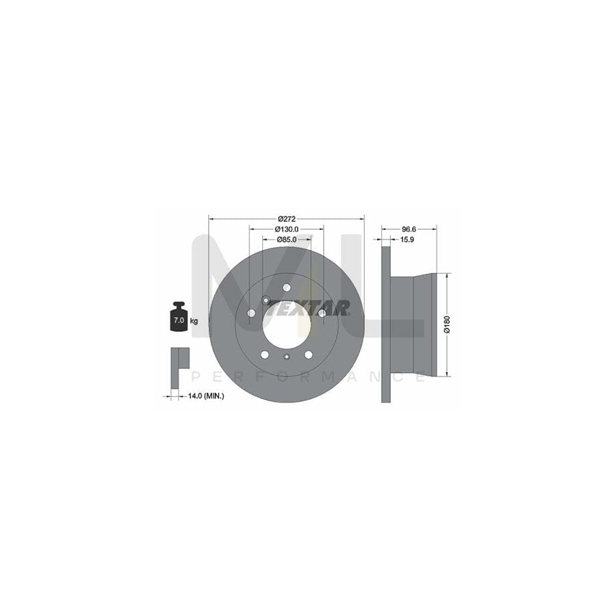 TEXTAR PRO 92137603 Brake Disc Solid, Coated, without wheel hub, without wheel studs | ML Performance Car Parts