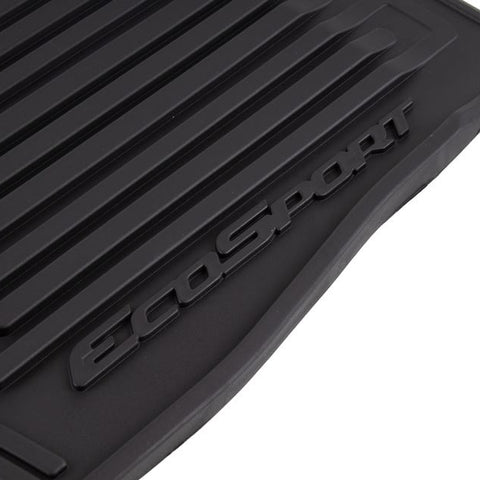 GENUINE FORD 1848168 ECOSPORT RUBBER FLOOR MATS FRONT, BLACK WITH ECOSPORT LOGO, 2013-2017 | ML Performance UK