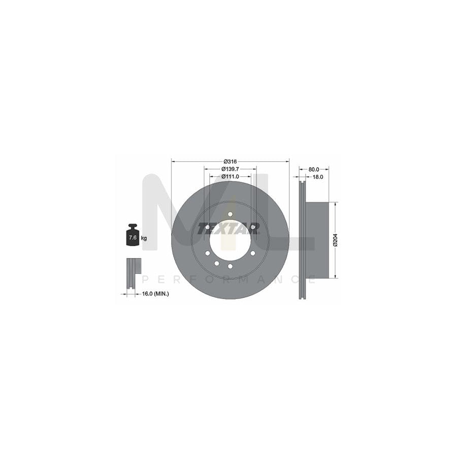 TEXTAR 92129900 Brake Disc for NISSAN PATROL Internally Vented, without wheel hub, without wheel studs | ML Performance Car Parts