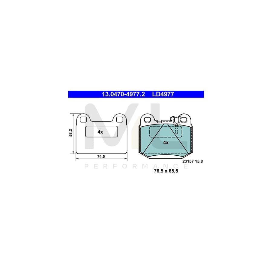 ATE Ceramic 13.0470-4977.2 Brake pad set suitable for MERCEDES-BENZ ML-Class (W163) excl. wear warning contact, prepared for wear indicator, with accessories | ML Performance Car Parts