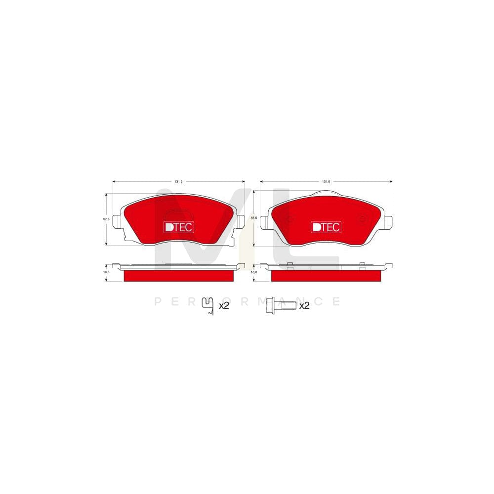 TRW Dtec Cotec Gdb1570Dte Brake Pad Set With Acoustic Wear Warning, With Brake Caliper Screws, With Accessories | ML Performance Car Parts