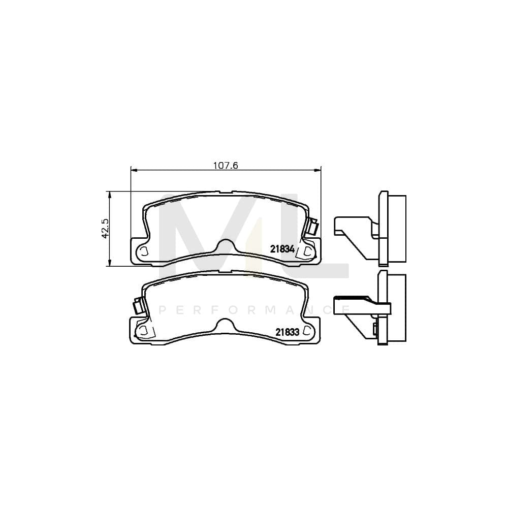 Hella 8DB 355 006-431 Brake Pad Set With Acoustic Wear Warning | ML Performance Car Parts