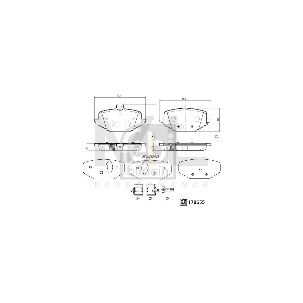 Febi Bilstein 178655 Brake Pad Set Rear Axle, Prepared For Wear Indicator, With Attachment Material | ML Performance Car Parts