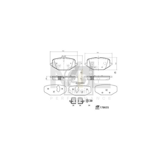 Febi Bilstein 178655 Brake Pad Set Rear Axle, Prepared For Wear Indicator, With Attachment Material | ML Performance Car Parts