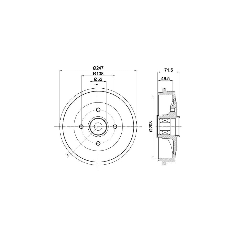 Hella 8DT 355 302-791 Brake Drum