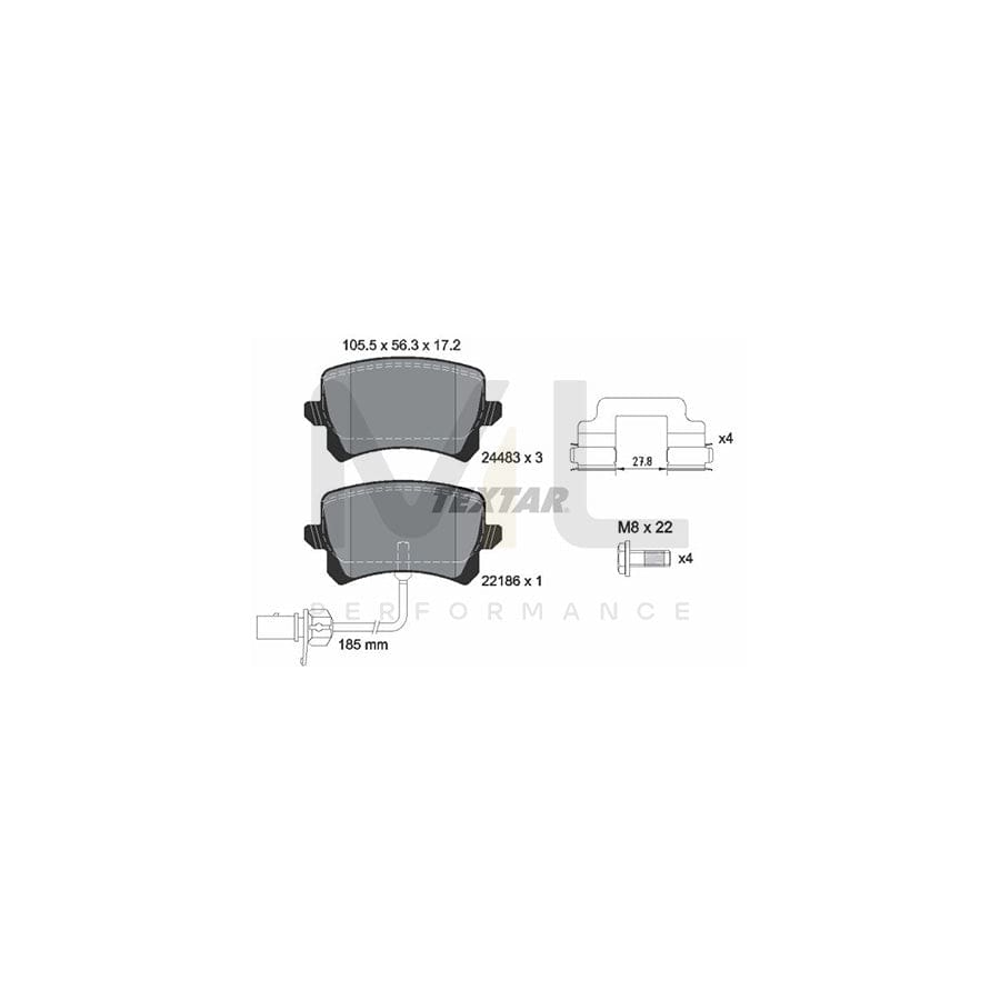 TEXTAR 2448307 Brake pad set for AUDI Q3 (8UB, 8UG) with integrated wear warning contact, with brake caliper screws, with accessories | ML Performance Car Parts