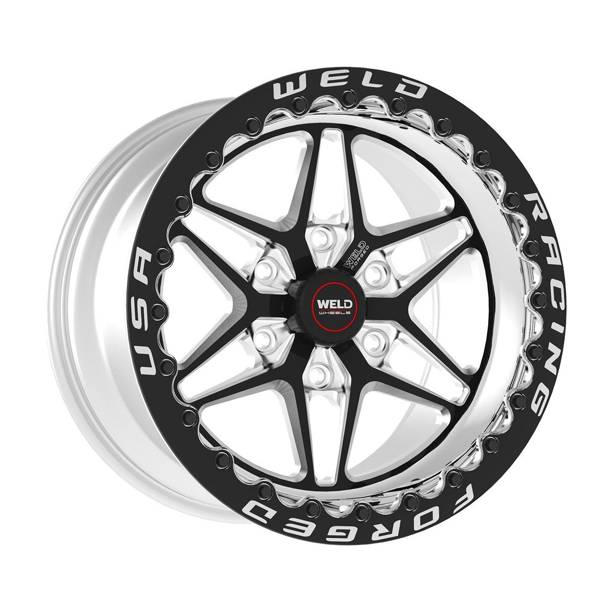 Weld 81LB7110X74F S81 Hd Beadlock Wheel 17x11 6x5 ET36 BS7.4 Black Center - Polished Shell