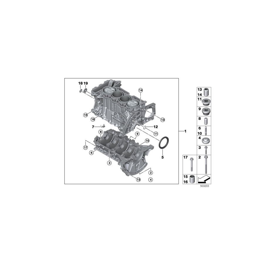 Genuine BMW 11112166876 R56 Engine Block With Crankgear (Inc. Cooper ALL4, One 55kW & Cooper) | ML Performance UK Car Parts