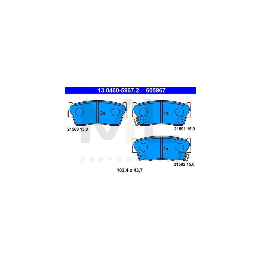 ATE 13.0460-5967.2 Brake pad set with acoustic wear warning | ML Performance Car Parts