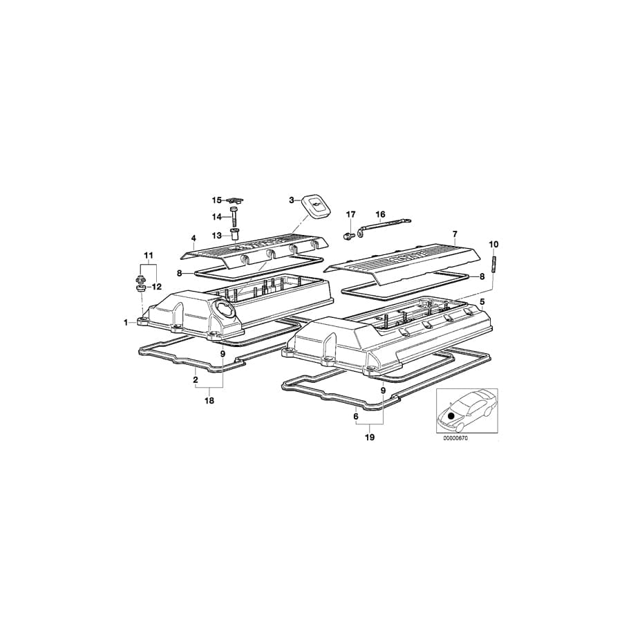 Genuine BMW 11121702856 E31 E38 E53 Covering Right (Inc. 535i, 735i & X5 4.6is) | ML Performance UK Car Parts