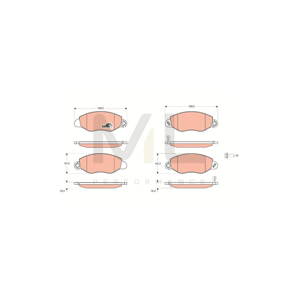 TRW Cotec Gdb1461 Brake Pad Set For Ford Transit With Acoustic Wear Warning, With Brake Caliper Screws, With Accessories | ML Performance Car Parts