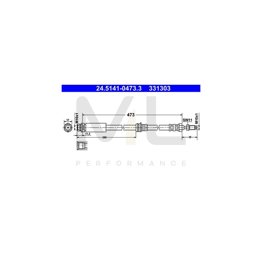 ATE 24.5141-0473.3 Brake Hose 473mm, M10x1 | ML Performance Car Parts