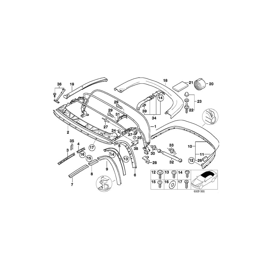 Genuine BMW 54318412408 E36 Scraper, Internal Head Lining Right (Inc. Z3 M, Z3 2.0 & Z3 1.8) | ML Performance UK Car Parts