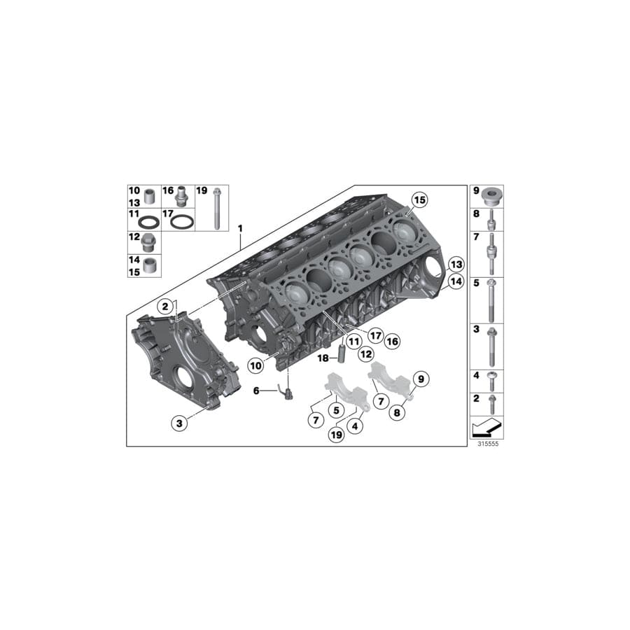 Genuine BMW 11112158047 F01 F03 Engine Block With Piston (Inc. 760LiS, 760i & 760Li) | ML Performance UK Car Parts