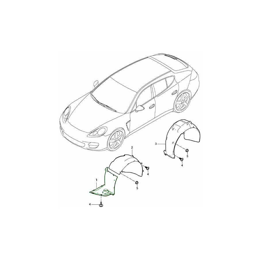 Genuine Porsche Front Wheel Arch, Front Part, Left Porsche 970 Panamera Hybrid | ML Performance UK Car Parts