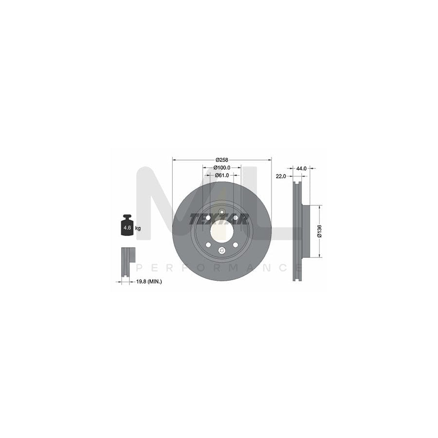 TEXTAR 92255200 Brake Disc Internally Vented, without wheel hub, without wheel studs | ML Performance Car Parts