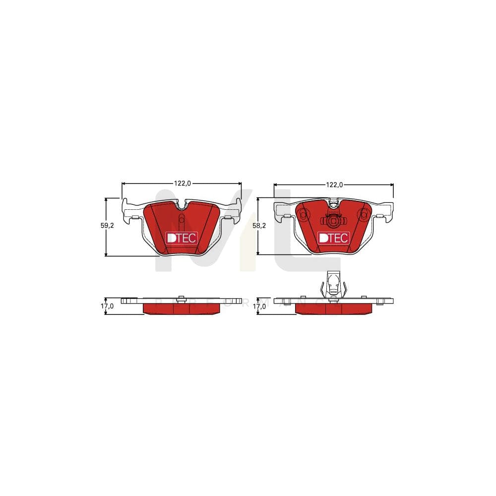 TRW Dtec Cotec Gdb1727Dte Brake Pad Set Prepared For Wear Indicator | ML Performance Car Parts