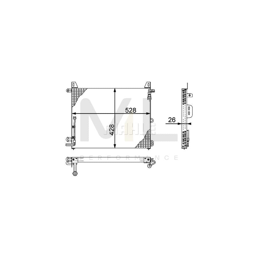 MAHLE ORIGINAL AC 656 000P Air conditioning condenser suitable for MERCEDES-BENZ SL Convertible (R107) without dryer | ML Performance Car Parts