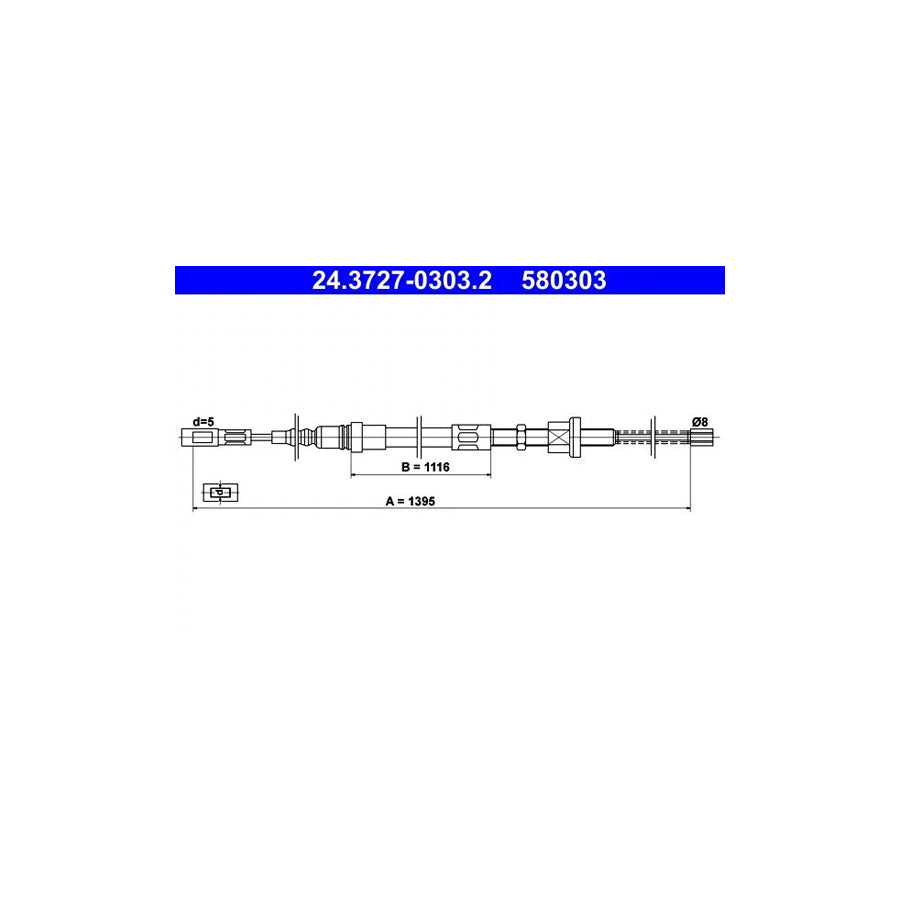 ATE 24.3727-0303.2 Hand Brake Cable For Citroen Ax