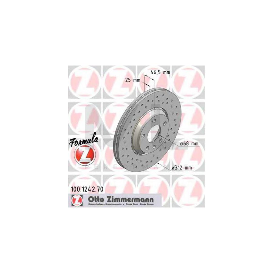 ZIMMERMANN 100.1242.70 Brake Disc Perforated, Vented | ML Performance Car Parts