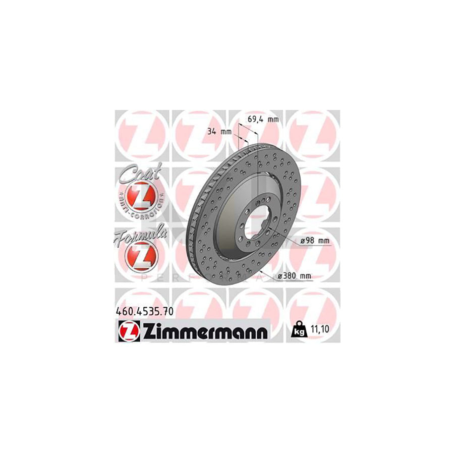 ZIMMERMANN 460.4535.70 Brake Disc Perforated, Two-piece brake disc, Vented, Coated, Alloyed / High-carbon | ML Performance Car Parts