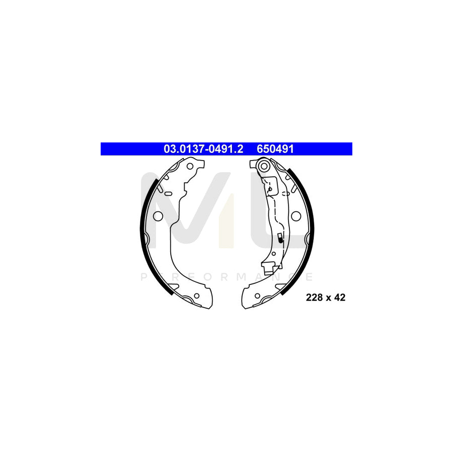 ATE 03.0137-0491.2 Brake Shoe Set with lever | ML Performance Car Parts