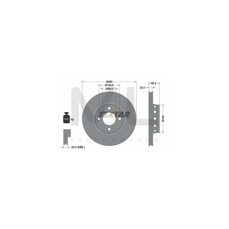 TEXTAR 92060600 Brake Disc Externally Vented, without wheel hub, without wheel studs | ML Performance Car Parts